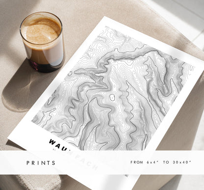 Waun Fach Print - Contour Map - Black Mountains - Wales - Topographic Map - Print - Poster - Wall Art - Waun Fach Poster - Map Print