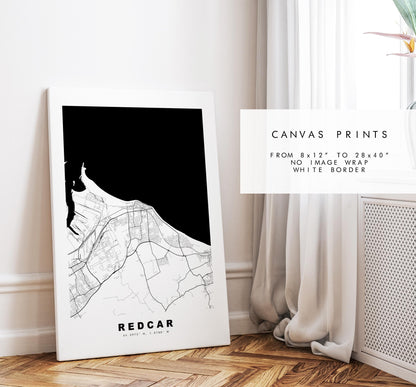 Redcar Map Print - Minimalist City Map Poster - Map Art - UK - Redcar Print - Redcar, Yorkshire - Different Colours Available