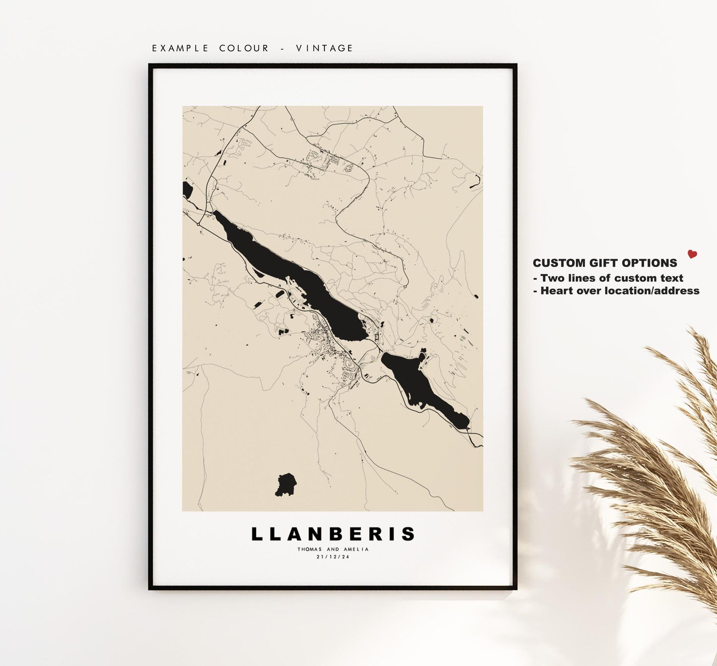 Llanberis Map Print - Minimalist City Map Poster - Map Art - Wales - UK - Llanberis Print - Llanberis Poster - Different Colours Available