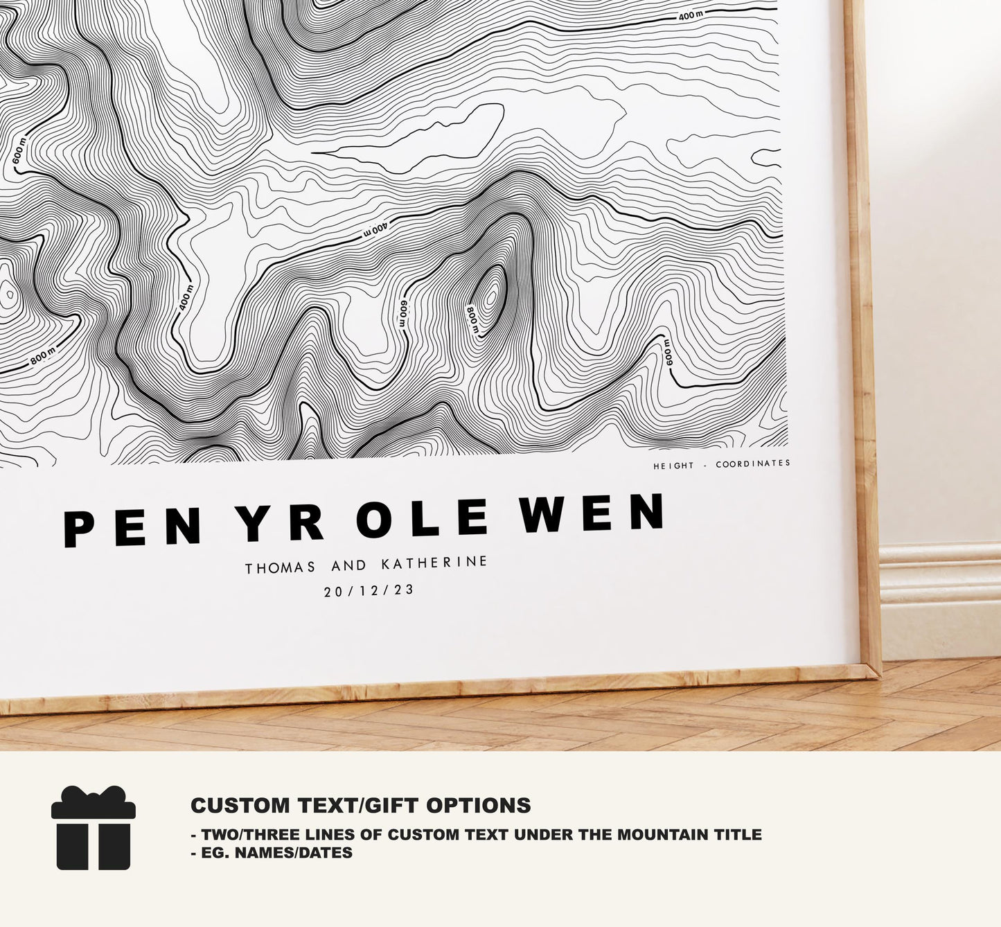 Pen Yr Ole Wen Print - Contour Map - Snowdonia - Wales - Topographic Map - Print - Poster - Wall Art - Pen Yr Ole Wen Poster - Topography