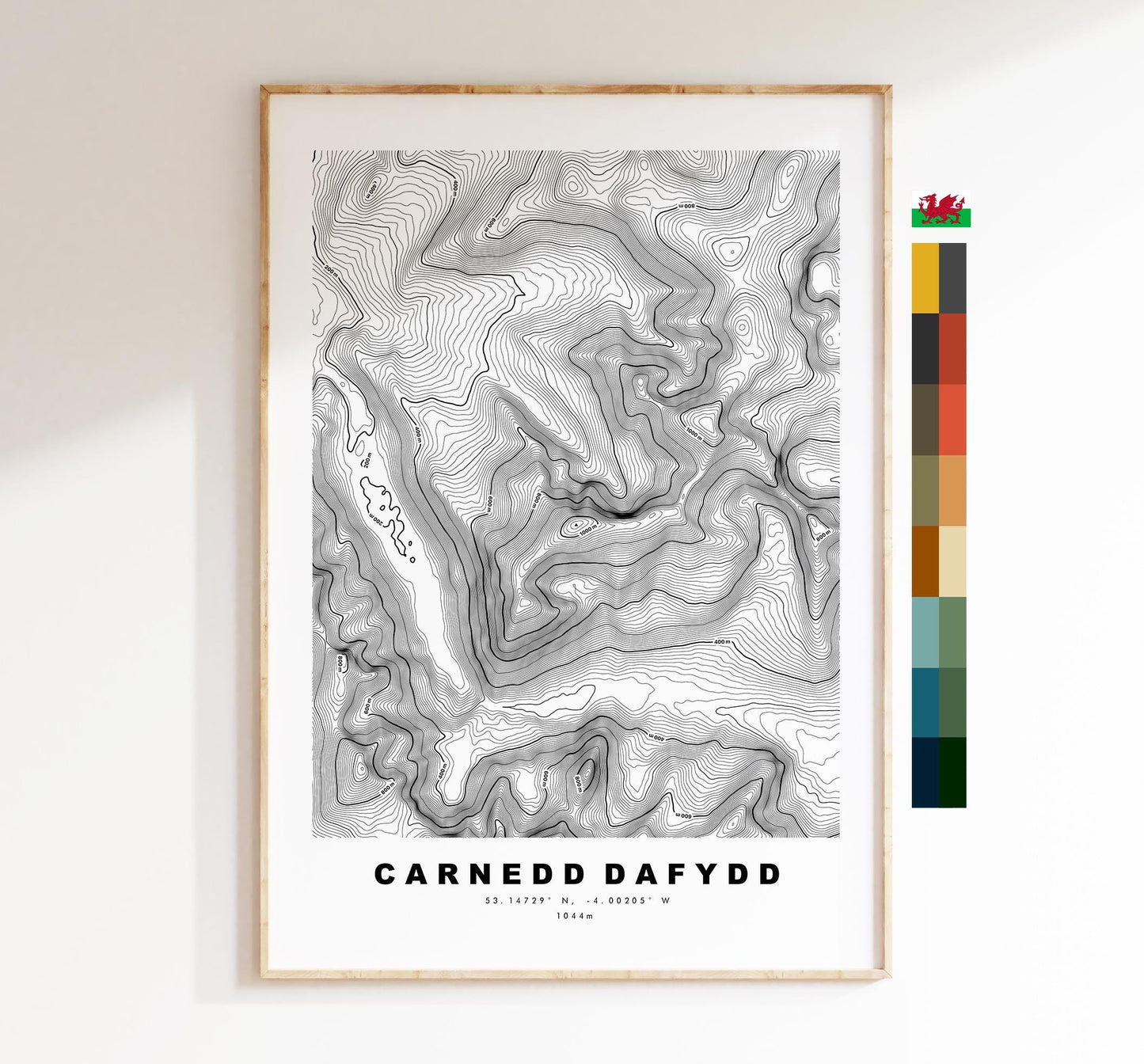 Carnedd Dafydd Print - Contour Map - Snowdonia - Wales - Topographic Map - Print - Wall Art - Carnedd Dafydd Poster - Carneddau Range
