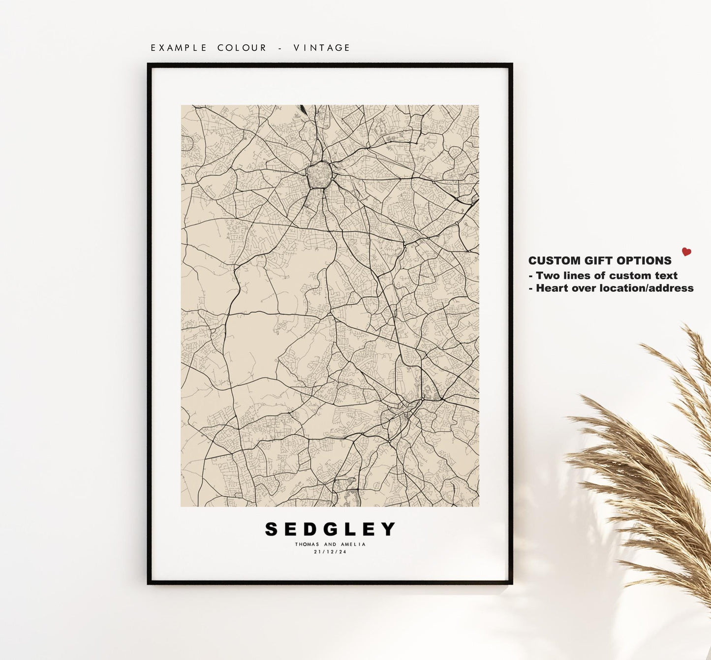 Sedgley Map Print - Minimalist City Map Poster - Map Art - UK - Sedgley Print - Sedgley, West Midlands - Different Colours Available