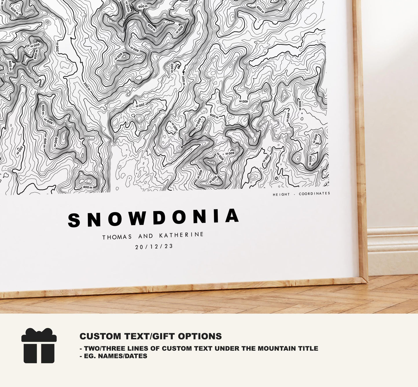 Snowdonia Print - Contour Map -  Snowdonia Map - Topographic Map - Print - Poster - Wall Art - Snowdonia Gift - Snowdon - Topography - Wales