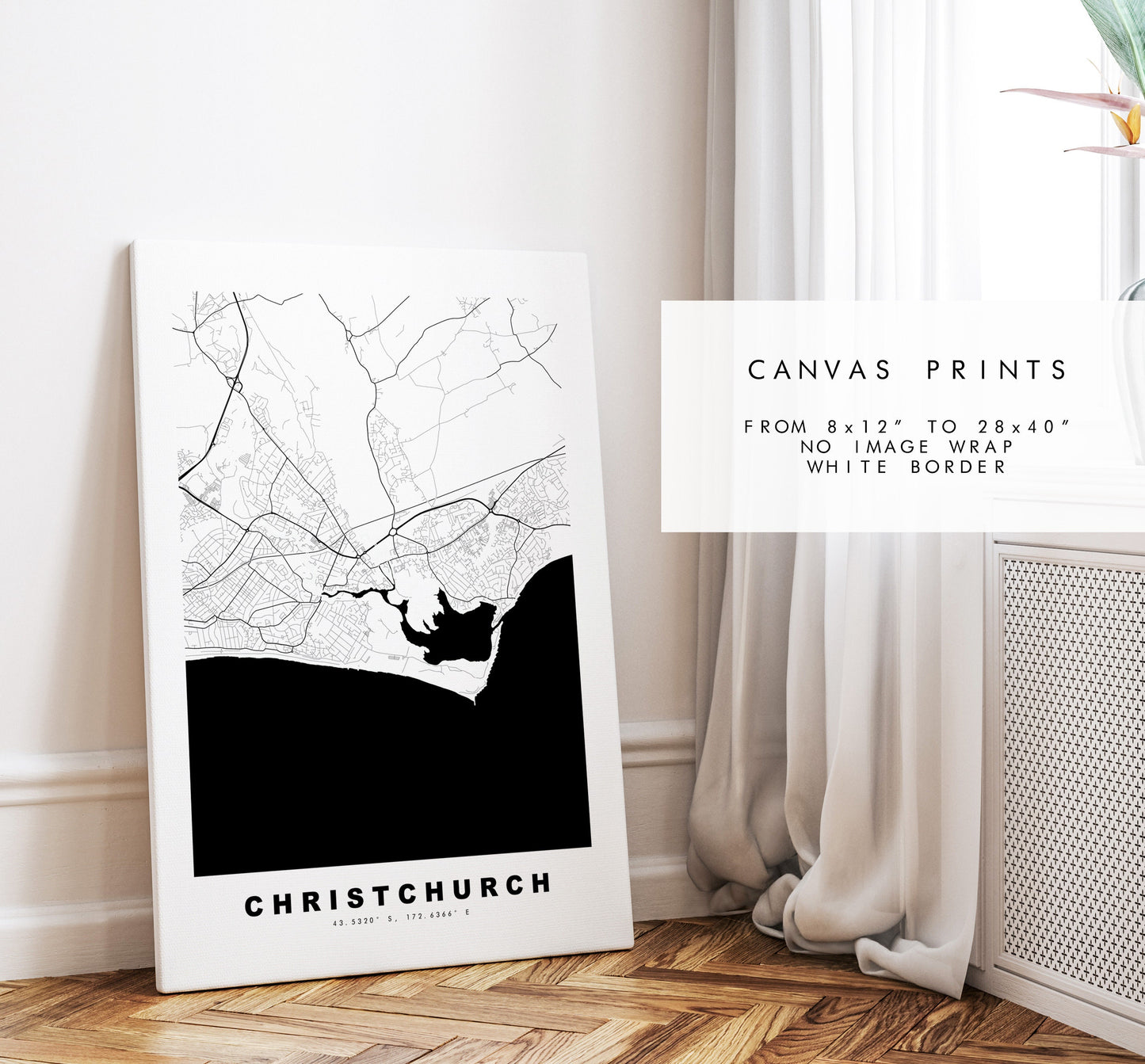 Christchurch Map Print - Minimalist City Map Poster - Map Art - UK - Christchurch Print - Christchurch Poster - Different Colours Available