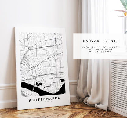 Whitechapel Map Print - Minimalist City Map Poster - Map Art - London, UK - Whitechapel Print - Poster - Different Colours Available