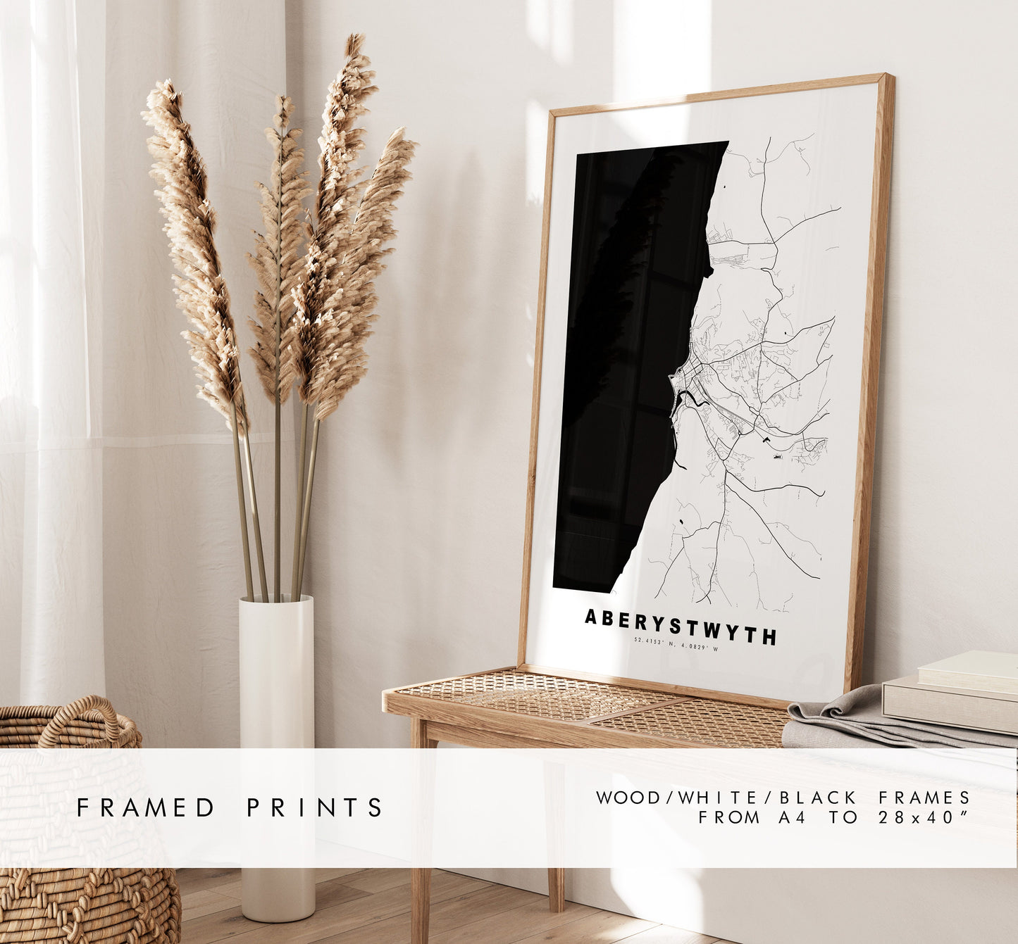 Aberystwyth Map Print - Minimalist City Map Poster - Map Art - Wales - UK - Aberystwyth Print - Aberystwyth Poster - Different Colours Available