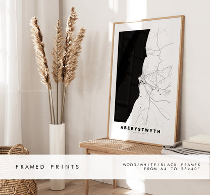 Aberystwyth Map Print - Minimalist City Map Poster - Map Art - Wales - UK - Aberystwyth Print - Aberystwyth Poster - Different Colours Available