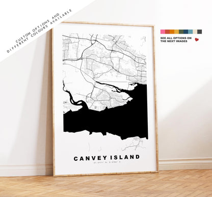 Canvey Island Map Print - Minimalist City Map Poster - Map Art - UK - Canvey Island Print - Essex - Different Colours Available