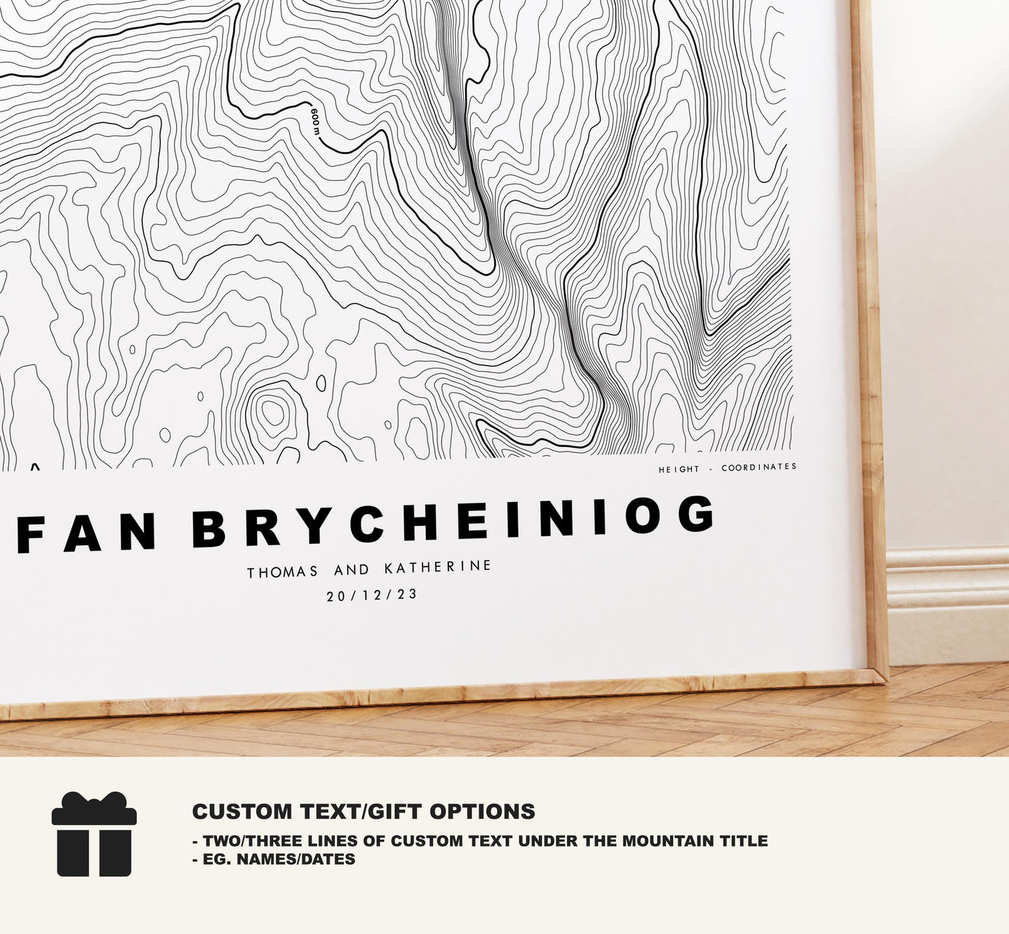 Fan Brycheiniog Print - Contour Map - Poster - Wales - Topographic Map - Print - Poster - Wall Art - Fan Brycheiniog - Black Mountains