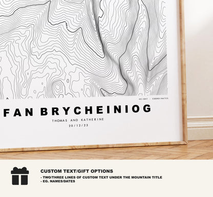 Fan Brycheiniog Print - Contour Map - Poster - Wales - Topographic Map - Print - Poster - Wall Art - Fan Brycheiniog - Black Mountains