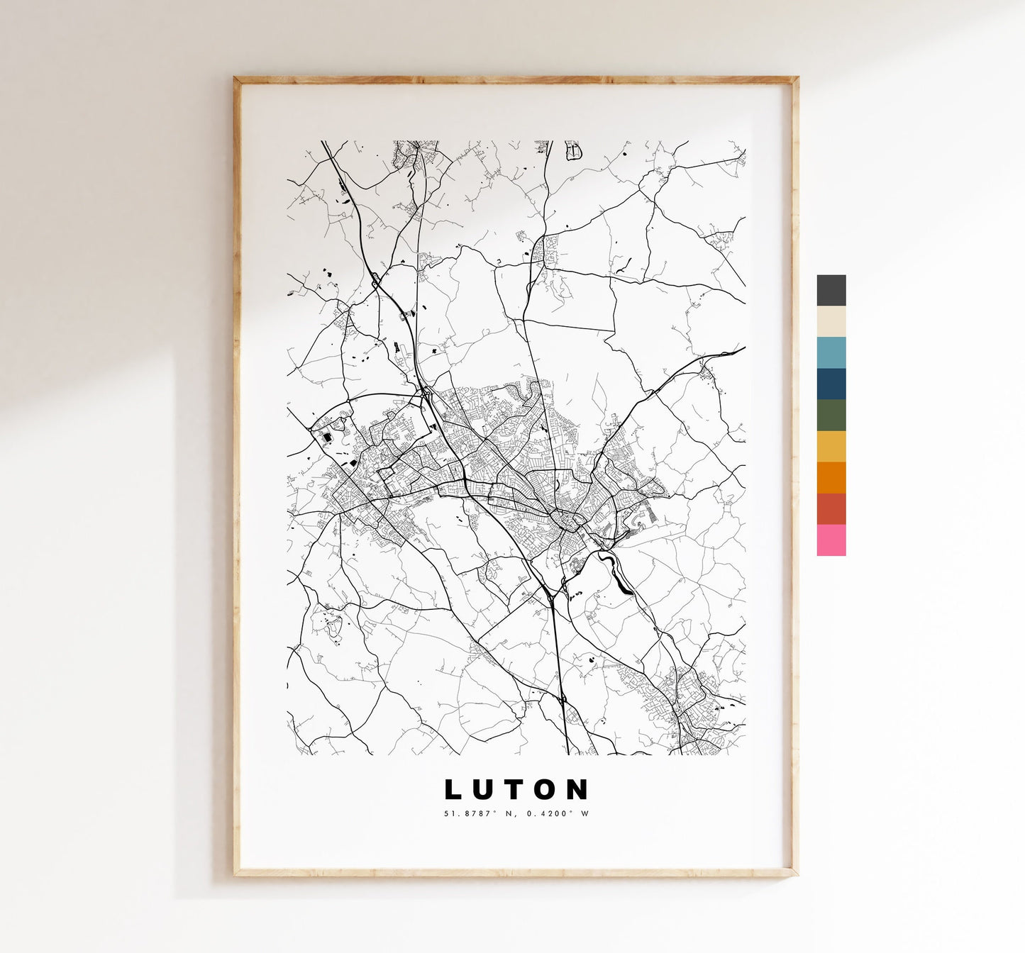 Luton Map Print - Minimalist City Map Poster - Map Wall Art - UK - Luton Print - Luton Poster - Different Colours Available