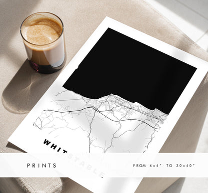 Whitstable Map Print - Minimalist City Map Poster - Map Art - UK - Whitstable Print - Whitstable, Kent - Different Colours Available