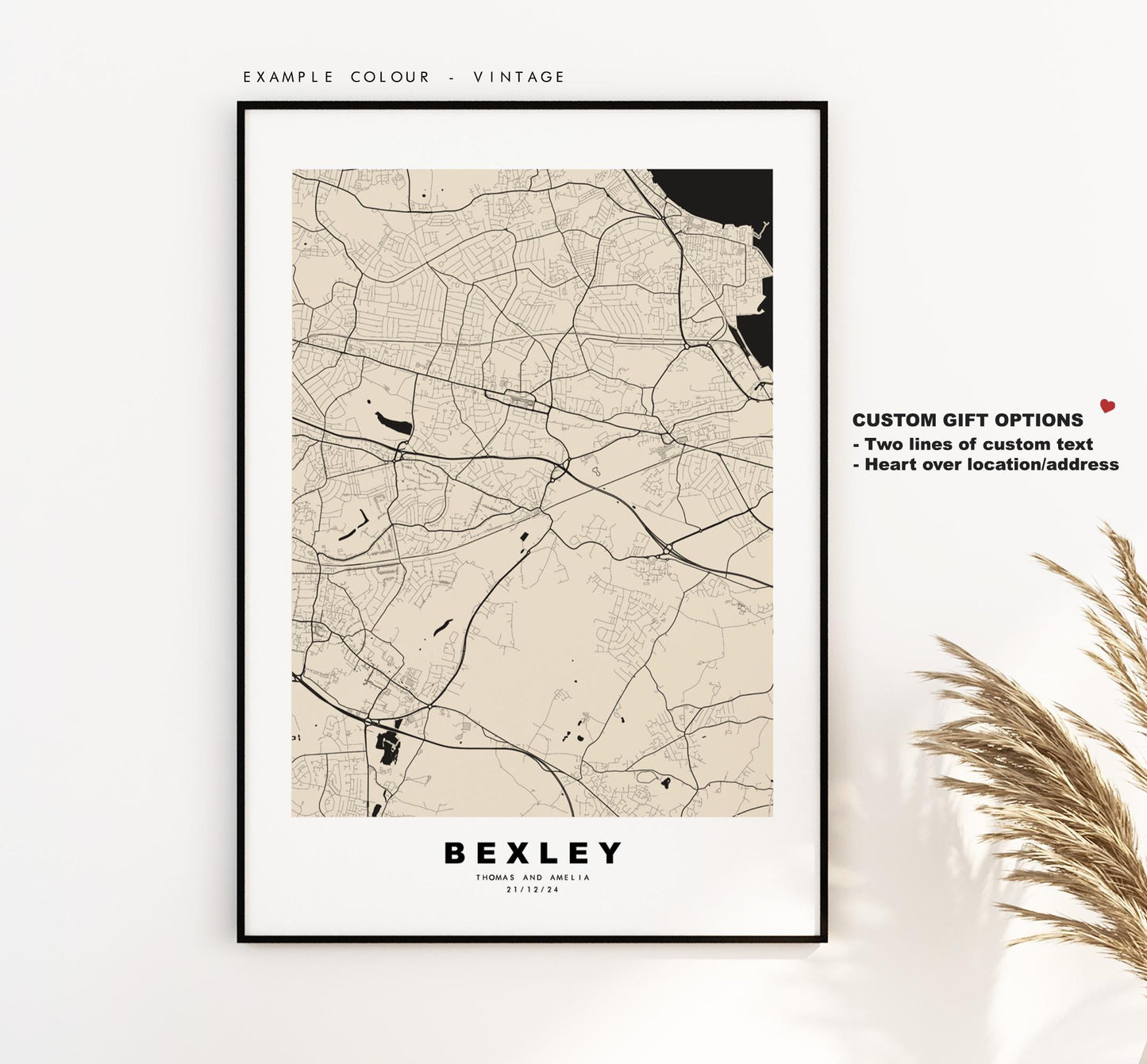 Bexley Map Print - Minimalist City Map Poster - Map Art - UK - Bexley Print - Bexley, London - Different Colours Available