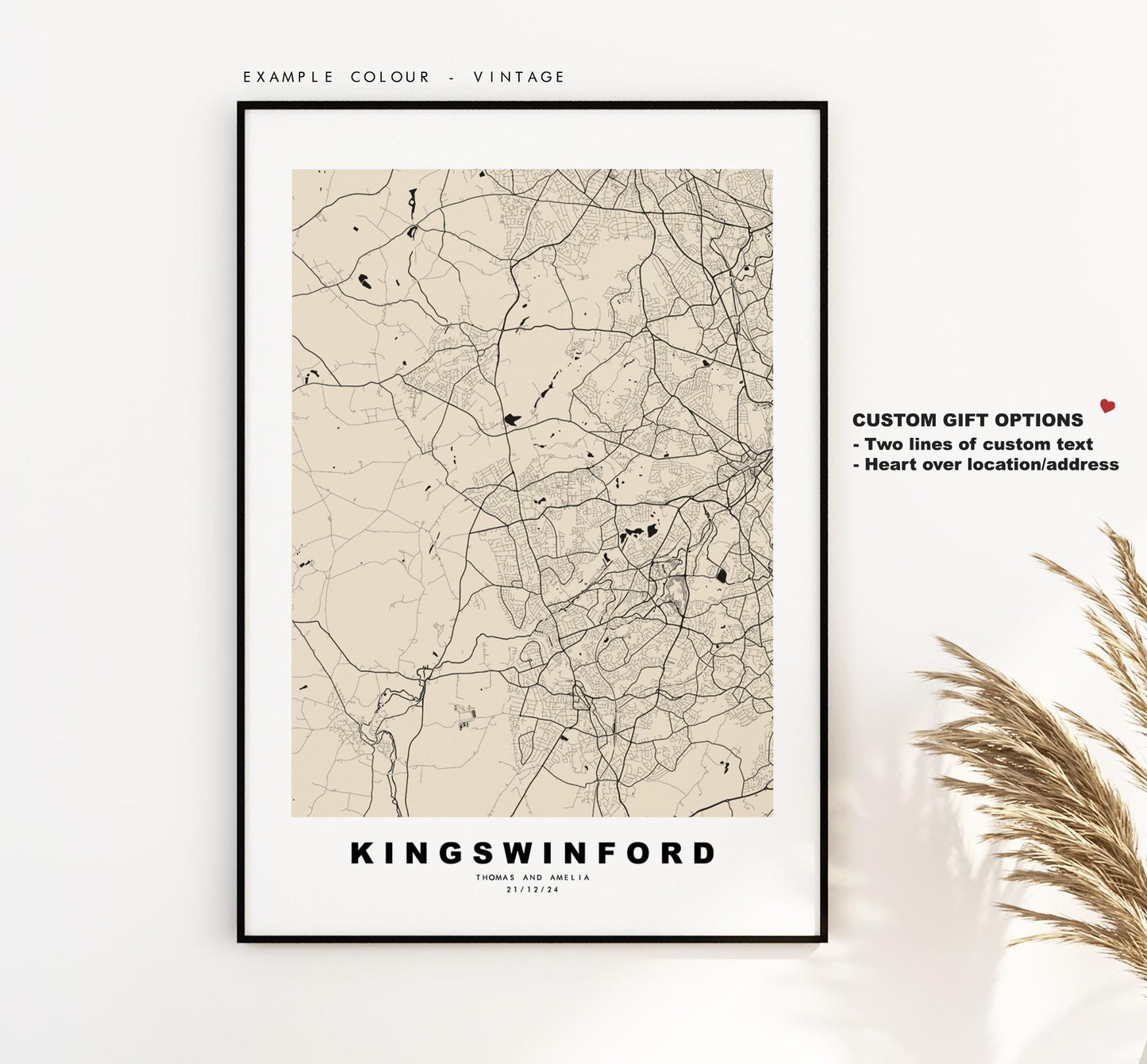 Kingswinford Map Print - Minimalist City Map Poster - Map Art - UK - Kingswinford Print - West Midlands - Different Colours Available