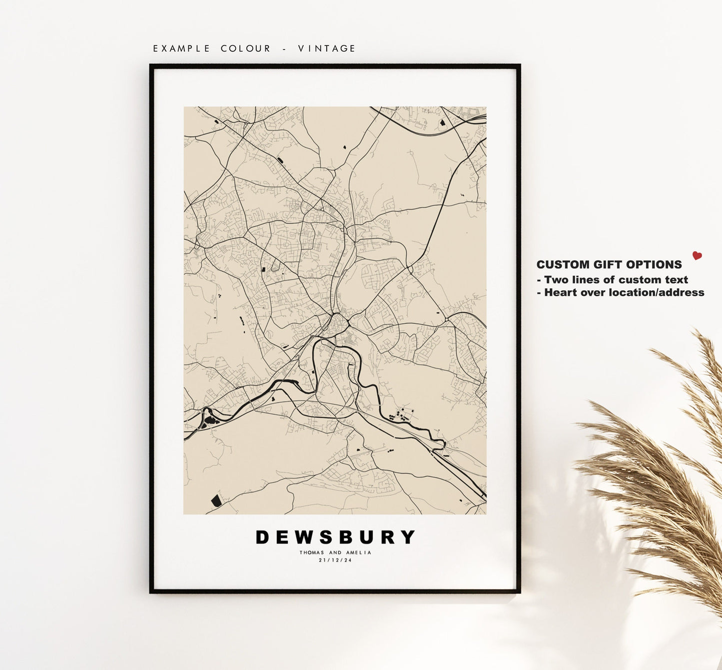 Dewsbury Map Print - Minimalist City Map Poster - Map Art - UK - Dewsbury Print - Dewsbury Poster - Different Colours Available