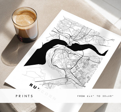 Runcorn Map Print - Minimalist City Map Poster - Map Art - UK - Runcorn Print - Runcorn Poster - Different Colours Available