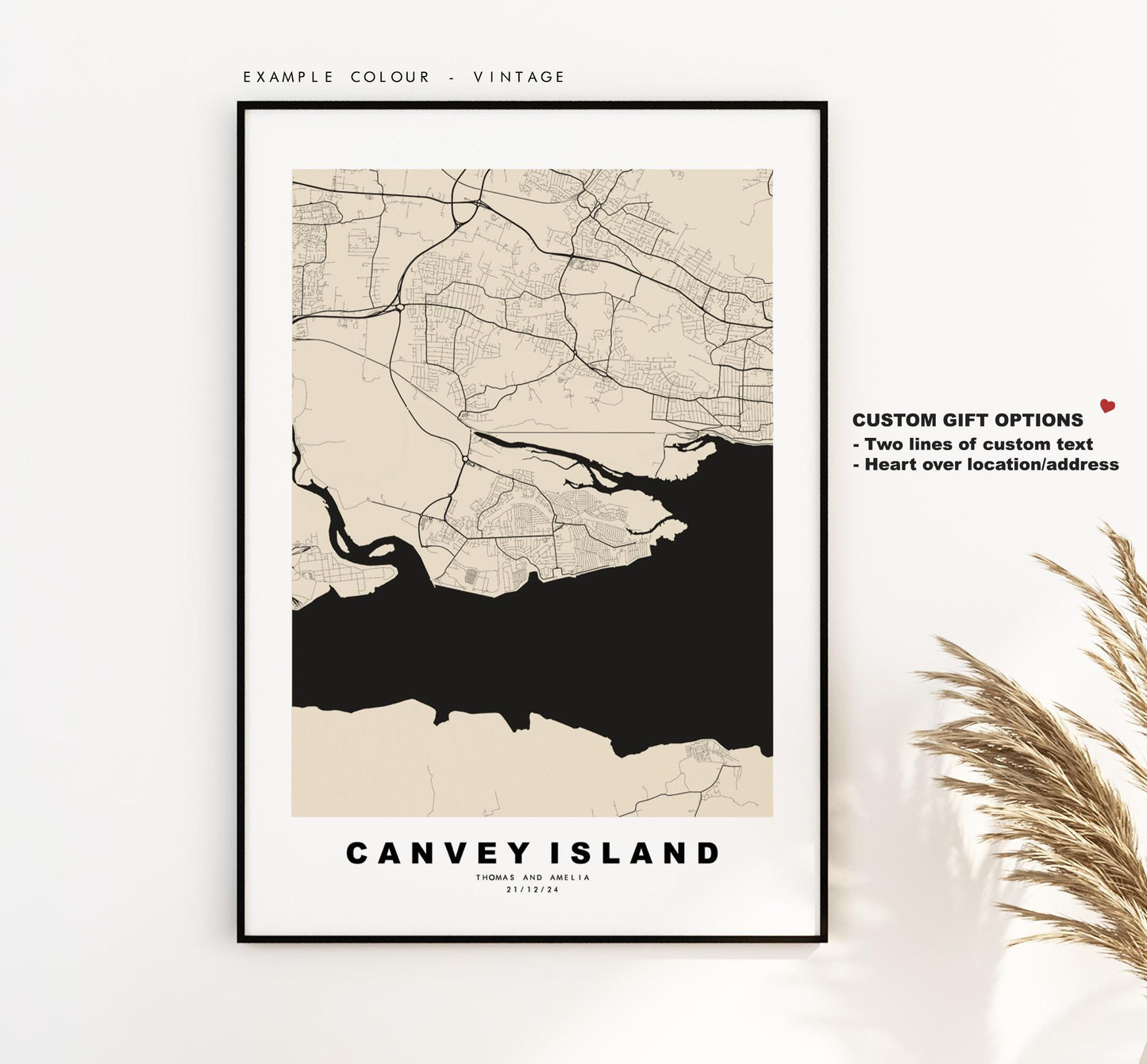 Canvey Island Map Print - Minimalist City Map Poster - Map Art - UK - Canvey Island Print - Essex - Different Colours Available