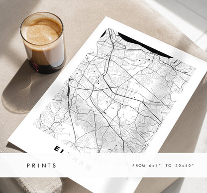 Eltham Map Print - Minimalist City Map Poster - Map Art - UK - Eltham Print - Eltham, London - Different Colours Available