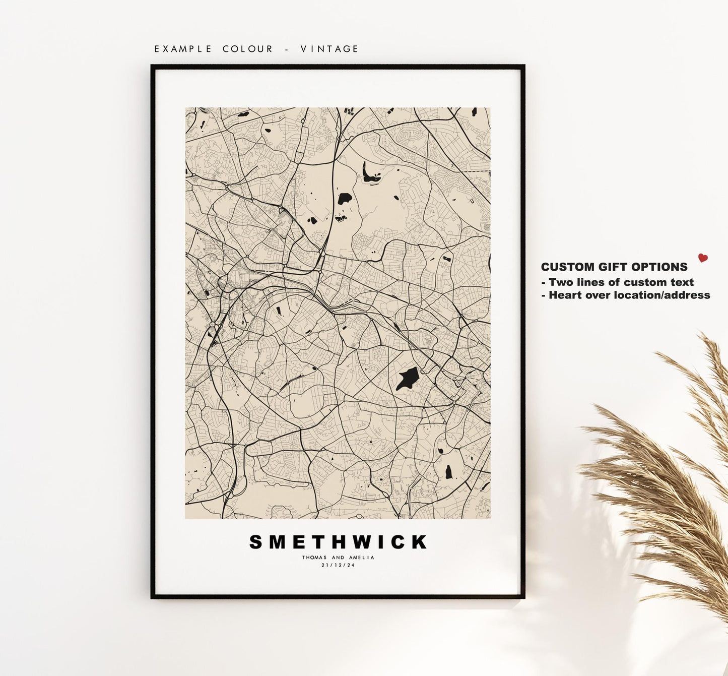 Smethwick Map Print - Minimalist City Map Poster - Map Art - UK - Smethwick Print - Smethwick, West Midlands - Different Colours Available
