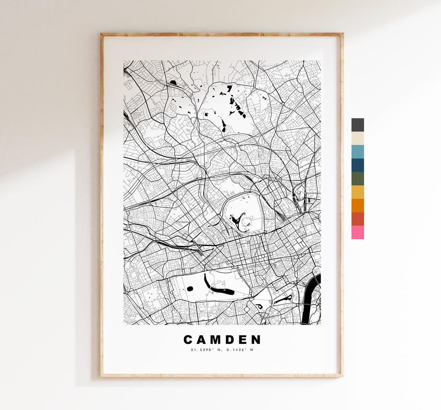 Camden Map Print - Minimalist City Map Poster - Map Art - UK - Camden Print - Camden, London - Different Colours Available