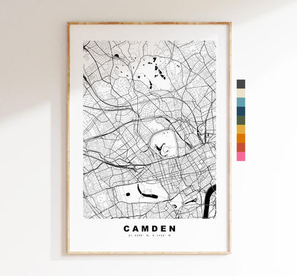 Camden Map Print - Minimalist City Map Poster - Map Art - UK - Camden Print - Camden, London - Different Colours Available