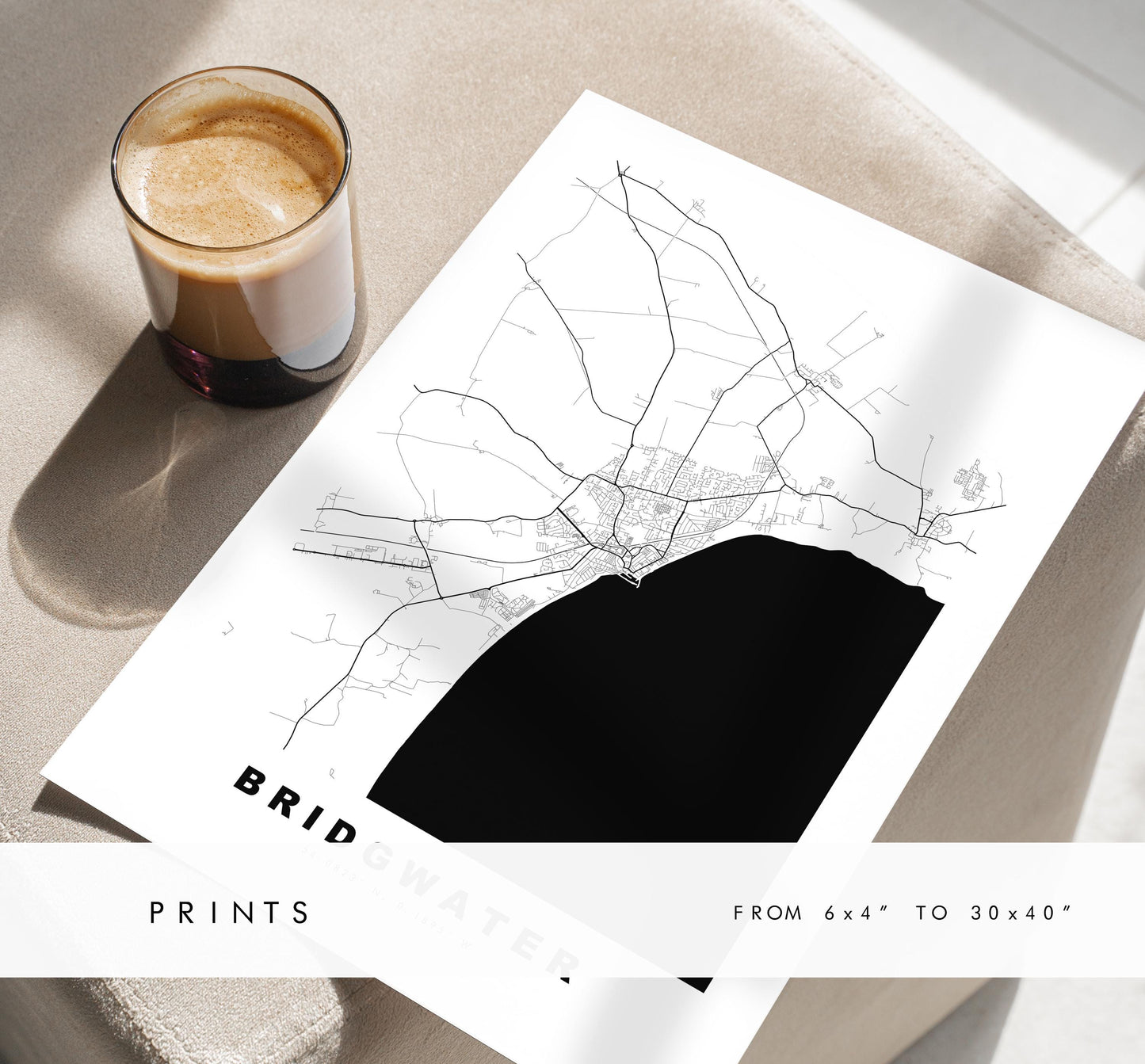 Bridlington Map Print - Minimalist City Map Poster - Map Art - UK - Bridlington Print - Bridlington, Yorkshire - Different Colours Available