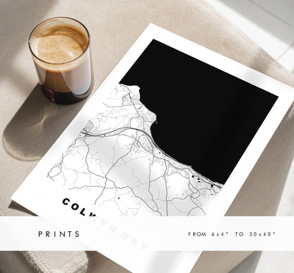 Colwyn Bay Map Print - Minimalist City Map Poster - Map Art - Wales - UK - Colwyn Bay Print - Colwyn Bay Poster - Different Colours Available