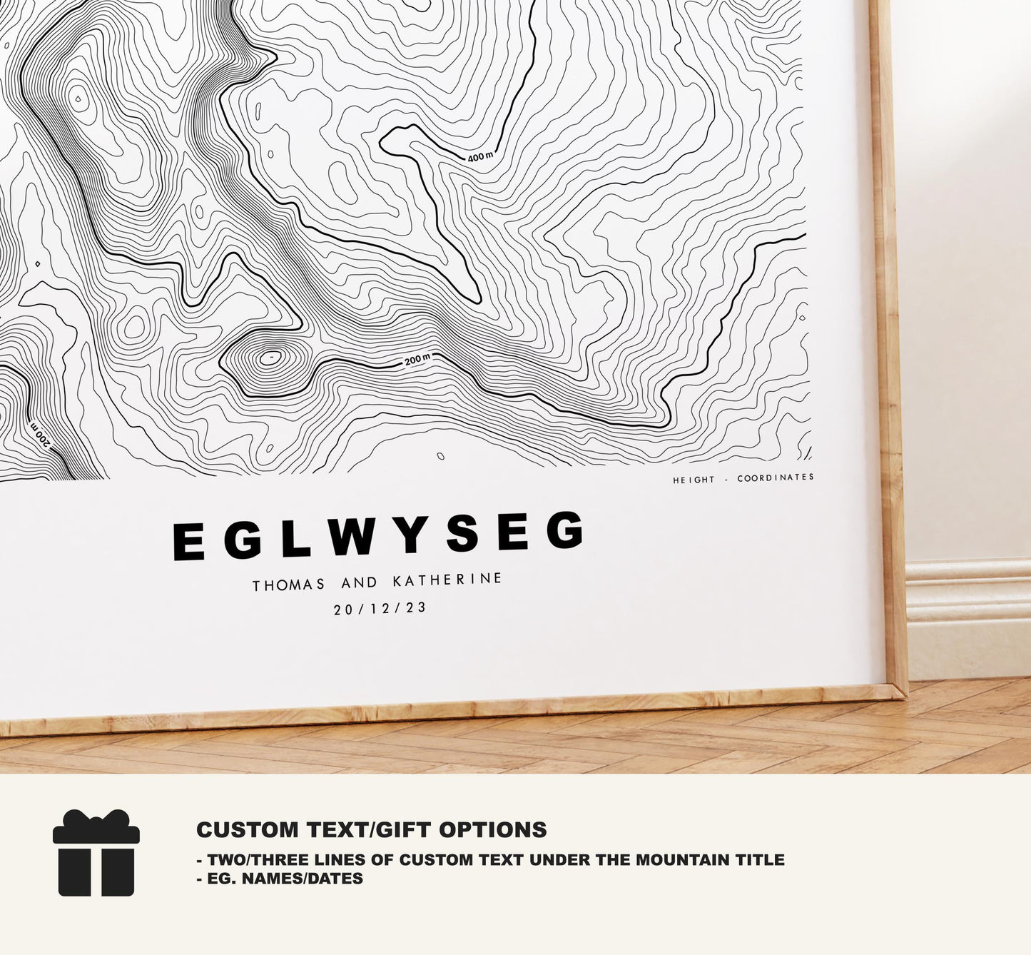 Eglwyseg Mountain Print - Contour Map - Eglwyseg - Wales - Topographic Map - Print - Poster - Wall Art - Eglwyseg Poster - Map - Topography