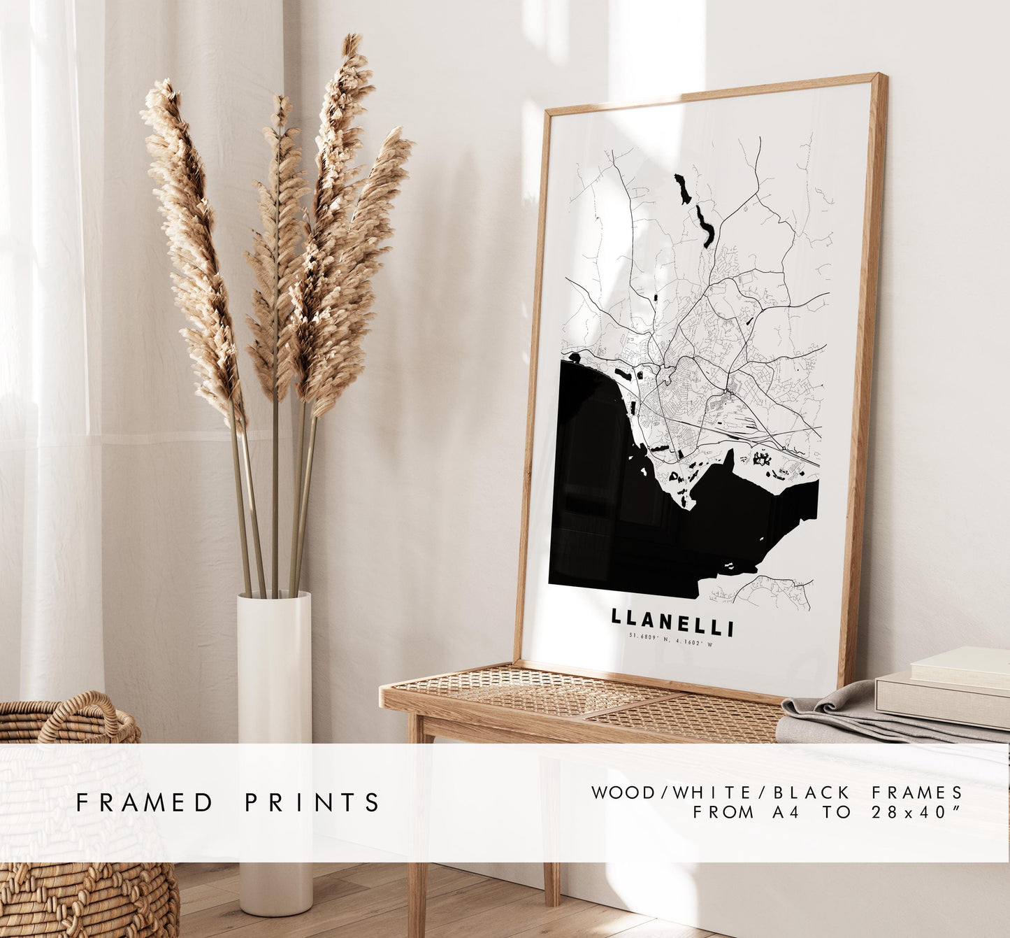 Llanelli Map Print - Minimalist City Map Poster - Map Art - Wales - UK - Llanelli Print - Llanelli Poster - Different Colours Available