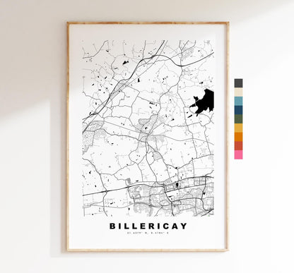 Billericay Map Print - Minimalist City Map Poster - Map Art - UK - Billericay Print - Billericay, Essex - Different Colours Available