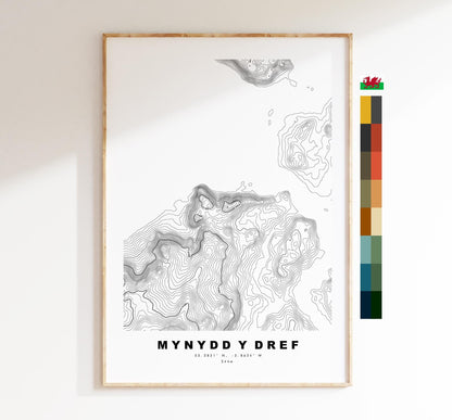 Mynydd y Dref Map Print (Conwy Mountain) - Contour Map - Conwy Mountain - Wales - Topographic Map - Print - - Wall Art - Carneddau Range