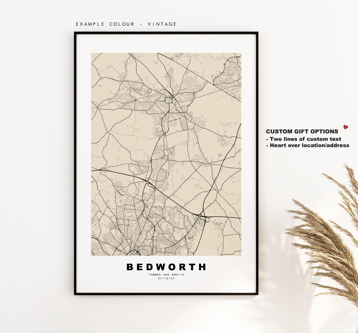 Bedworth Map Print - Minimalist City Map Poster - Map Art - UK - Bedworth Print - Bedworth, Warwickshire - Different Colours Available