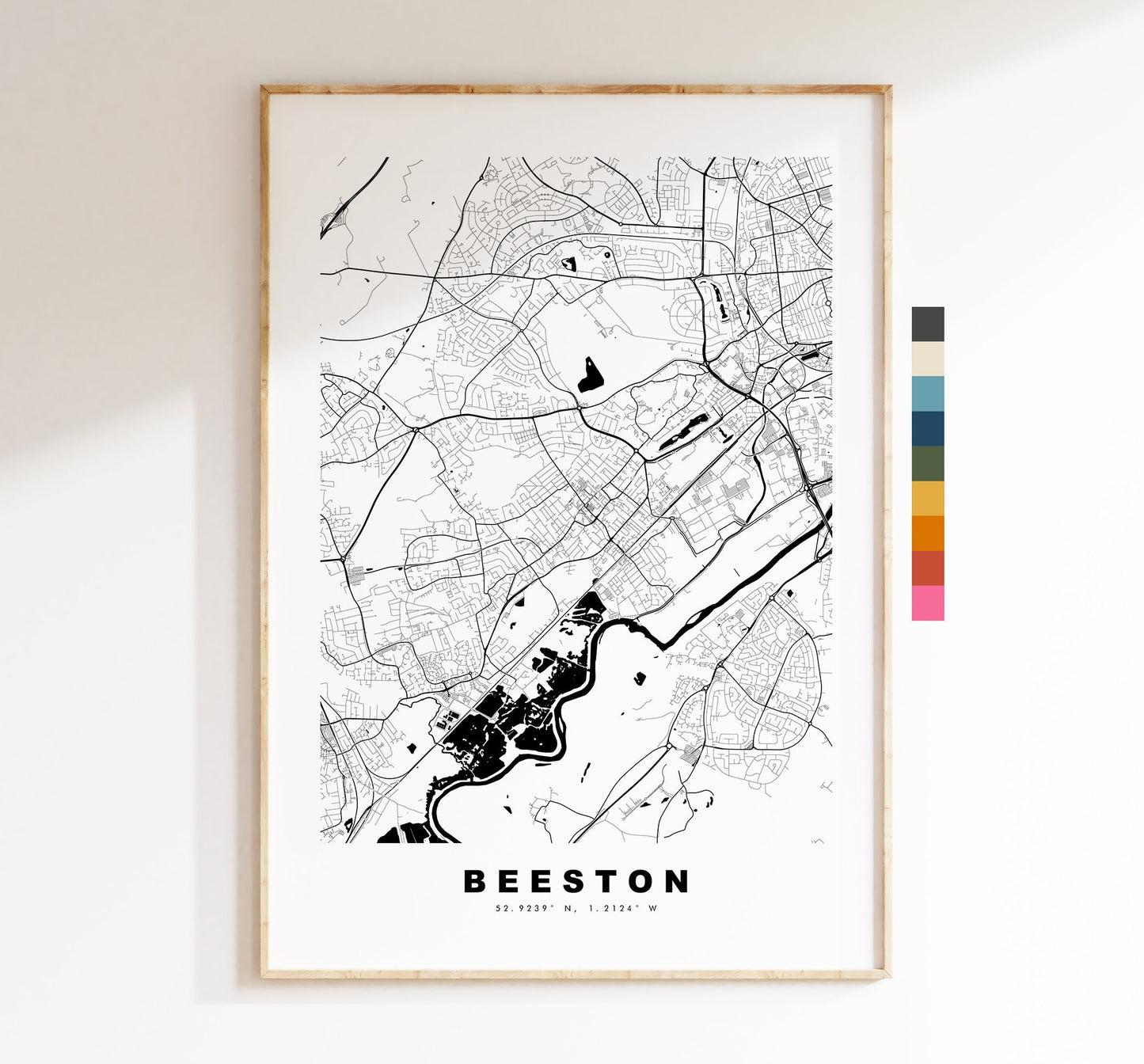 Beeston Map Print - Minimalist City Map Poster - Map Art - UK - Beeston Print - Beeston Poster - Different Colours Available