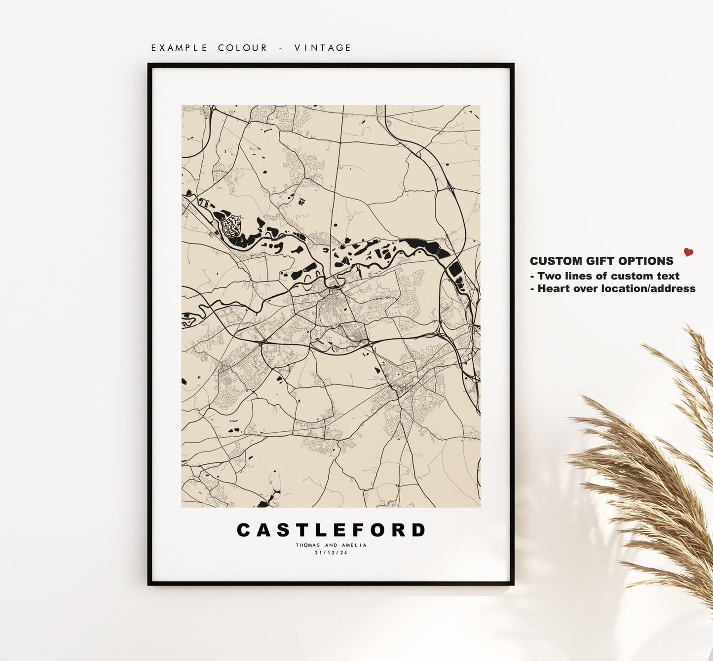 Castleford Map Print - Minimalist City Map Poster - Map Art - UK - Castleford Print - West Yorkshire - Different Colours Available