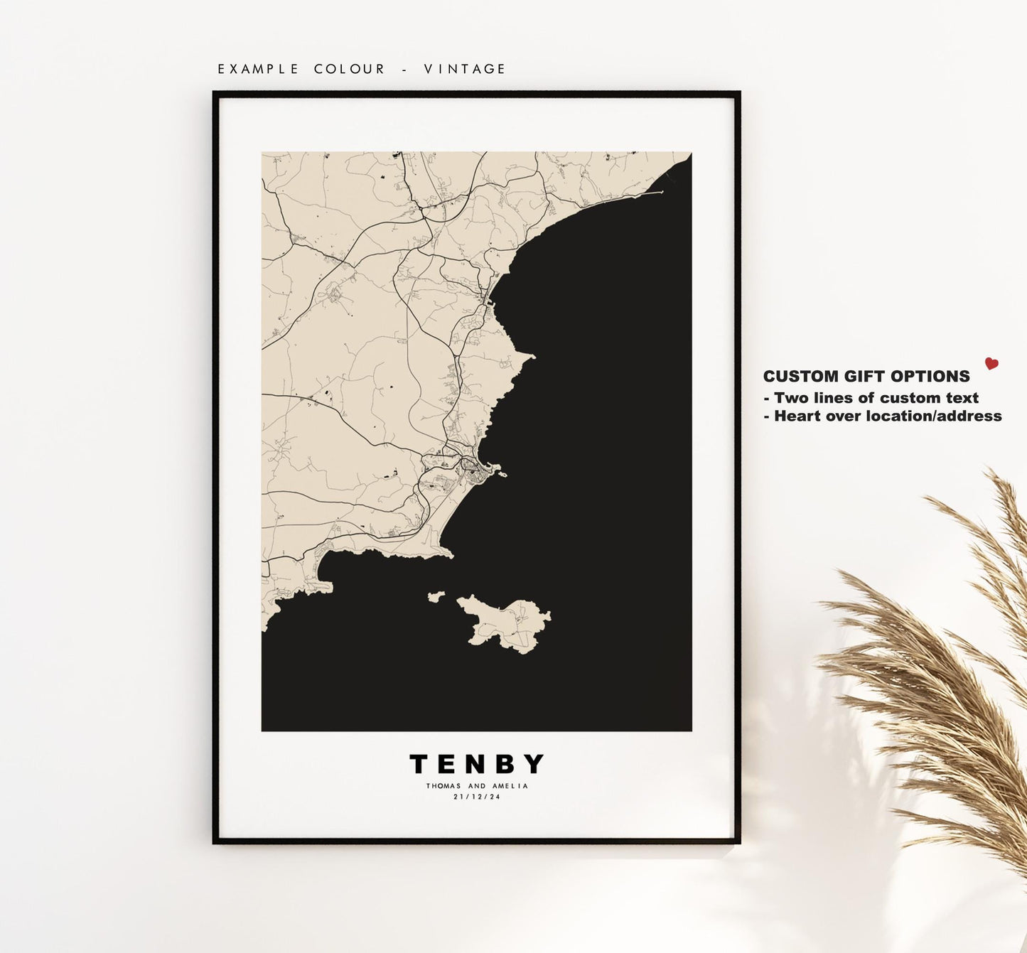 Tenby Map Print - Minimalist City Map Poster - Map Art - Wales - UK - Tenby Print - Tenby Poster - Different Colours Available