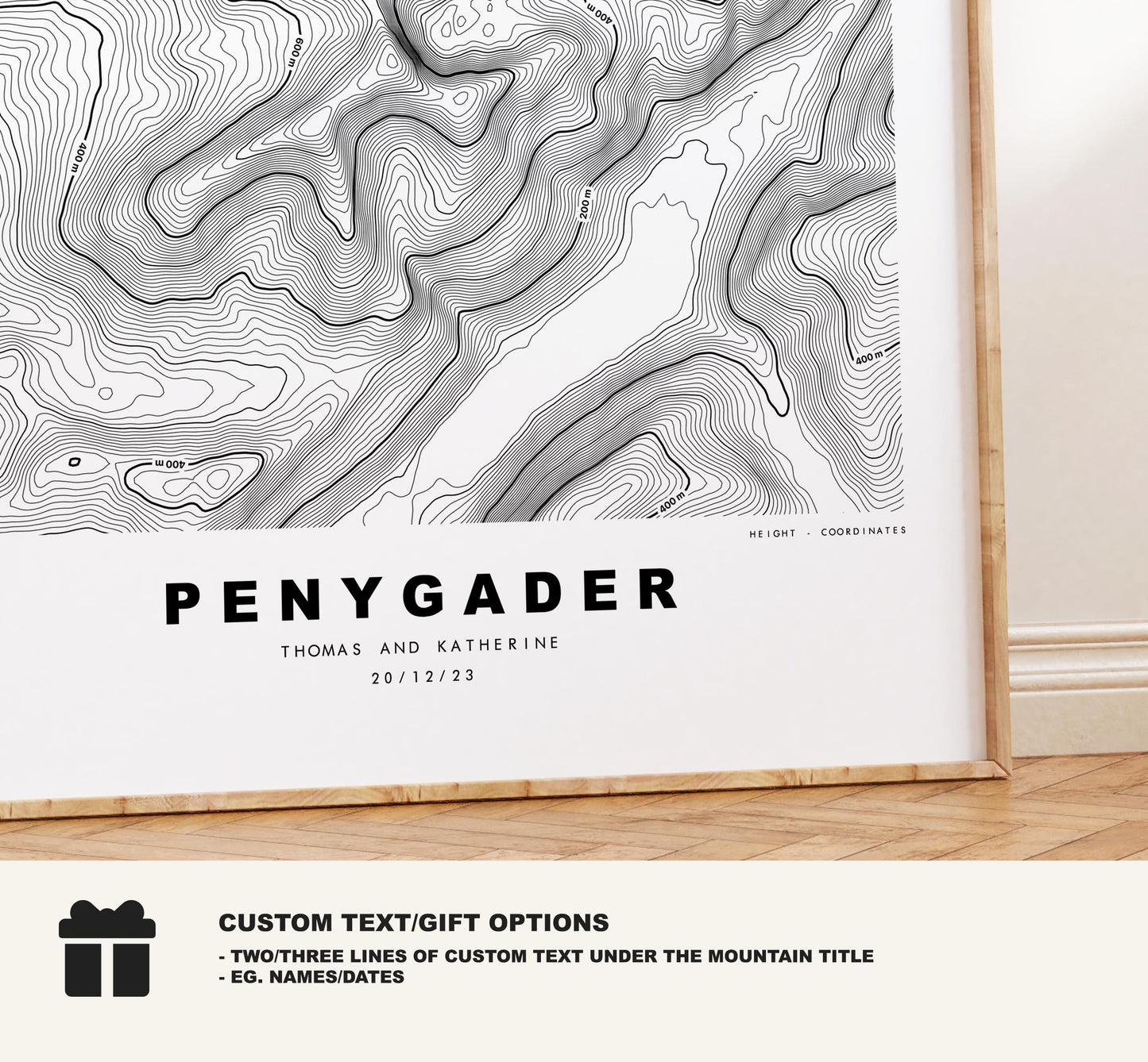Penygader Print - Contour Map - Snowdonia - Wales - Topographic Map - Print - Poster - Wall Art - Penygader Poster - Cadair Idris