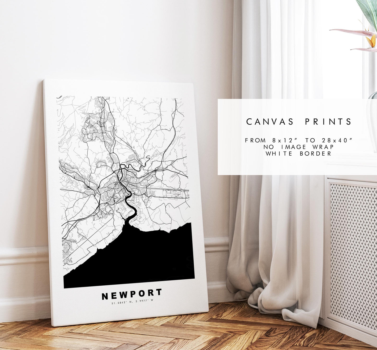 Newport Map Print - Minimalist City Map Poster - Map Art - Wales - UK - Newport Print - Newport Poster - Different Colours Available