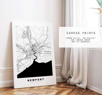 Newport Map Print - Minimalist City Map Poster - Map Art - Wales - UK - Newport Print - Newport Poster - Different Colours Available
