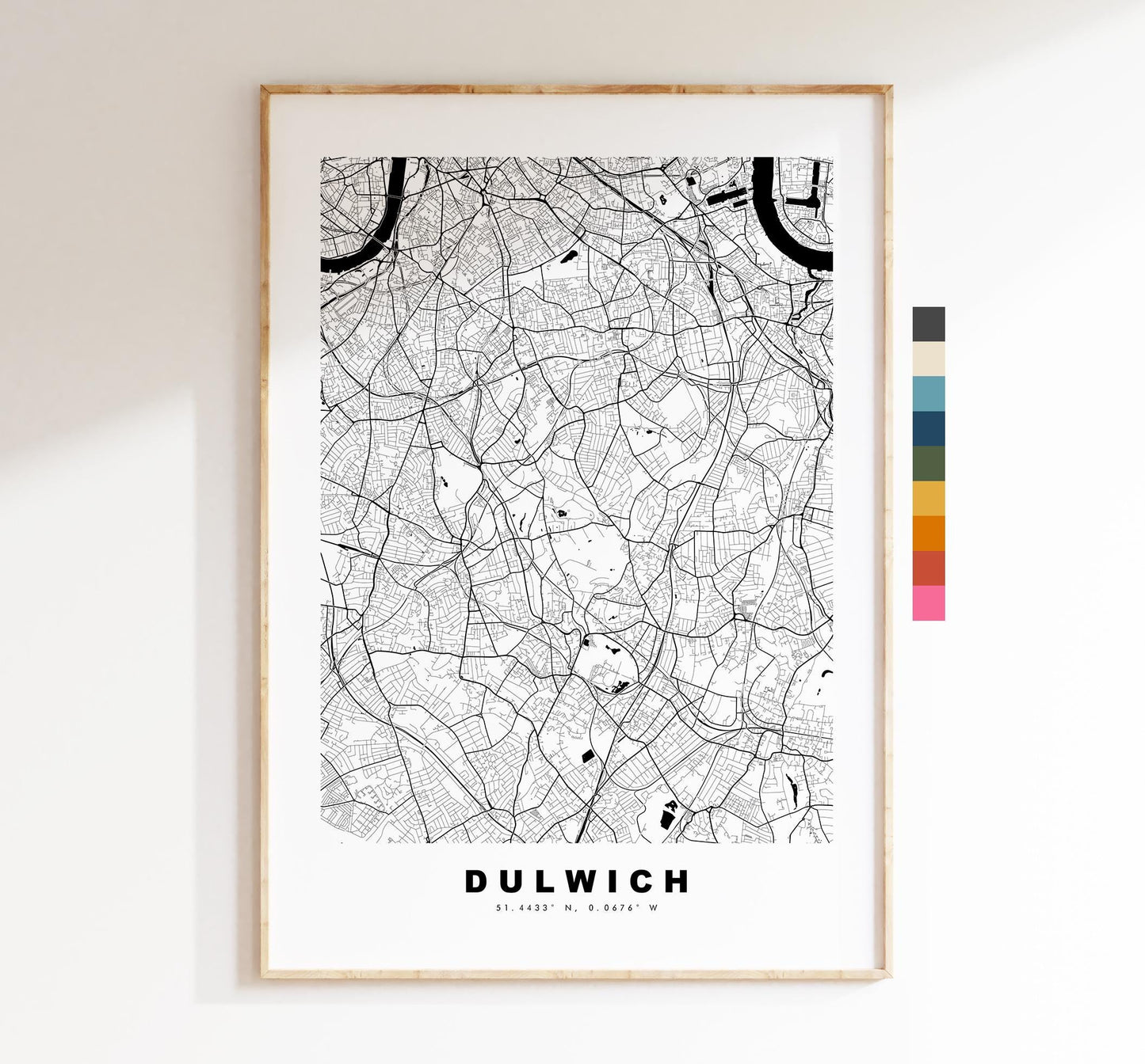 Dulwich Map Print - Minimalist City Map Poster - Map Art - UK - Dulwich Print - Dulwich, London - Different Colours Available