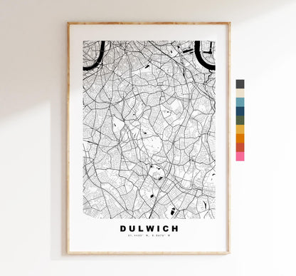 Dulwich Map Print - Minimalist City Map Poster - Map Art - UK - Dulwich Print - Dulwich, London - Different Colours Available