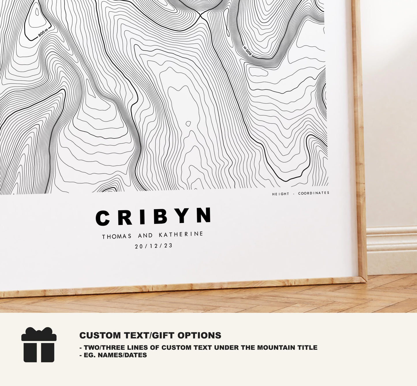 Cribyn Print - Contour Map - Cribyn, Brecon Beacons - Wales - Topographic Map - Wall Art - Cribyn Contour Map - Topography