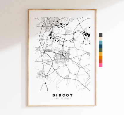 Didcot Map Print - Minimalist City Map Poster - Map Art - UK - Didcot Print - Didcot, Oxfordshire - Different Colours Available