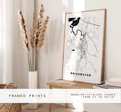 Bridgwater Map Print - Minimalist City Map Poster - Map Art - UK - Bridgwater Print - Bridgwater, Somerset - Different Colours Available