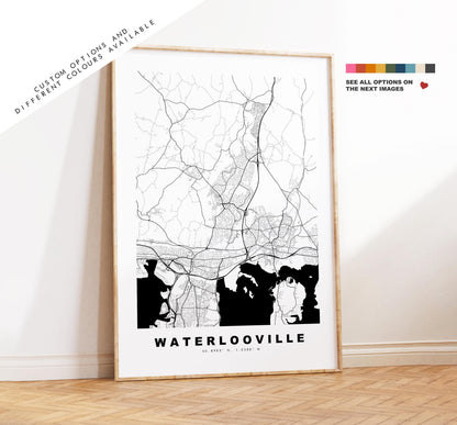 Waterlooville Map Print - Minimalist City Map Poster - Map Art - UK - Waterlooville Print - Hampshire - Different Colours Available