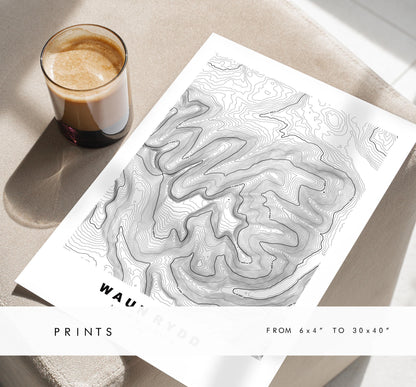 Waun Rydd Print - Contour Map - Brecon Beacons - Wales - Topographic Map - Print - Poster - Wall Art - Waun Rydd Poster - Map Print