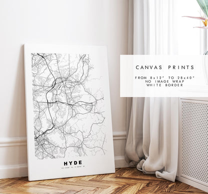 Hyde Map Print - Minimalist City Map Poster - Map Art - UK - Hyde Print - Hyde, Greater Manchester - Different Colours Available