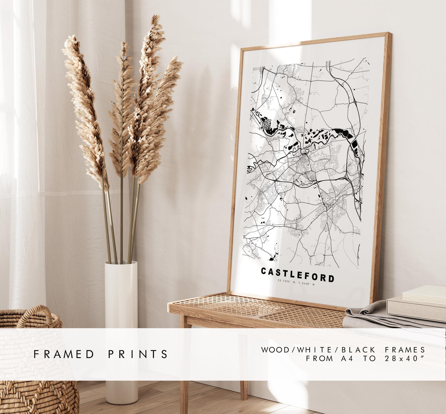 Castleford Map Print - Minimalist City Map Poster - Map Art - UK - Castleford Print - West Yorkshire - Different Colours Available