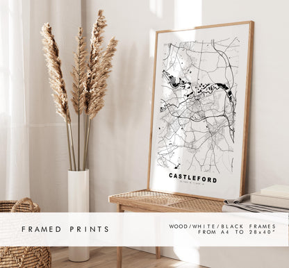 Castleford Map Print - Minimalist City Map Poster - Map Art - UK - Castleford Print - West Yorkshire - Different Colours Available