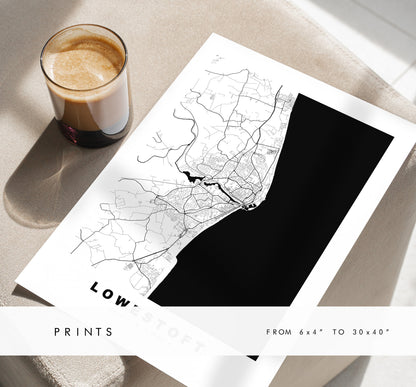 Lowestoft Map Print - Minimalist City Map Poster - Map Wall Art - UK - Lowestoft Print - Lowestoft Poster - Different Colours Available
