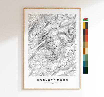 Moelwyn Mawr Map Print - Contour Map - Moelwyn Mawr Poster - Wales - Topographic Map - Print - Poster - Wall Art - Moelwynion - Ffestiniog